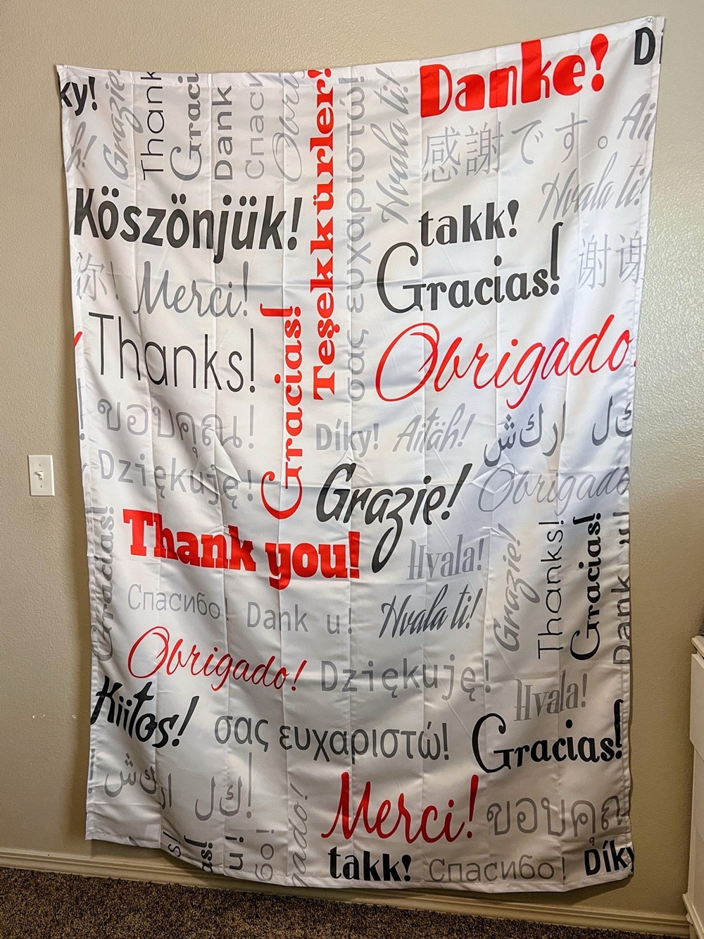 Thank You in Multiple Languages Tapestry Wall Hanging
